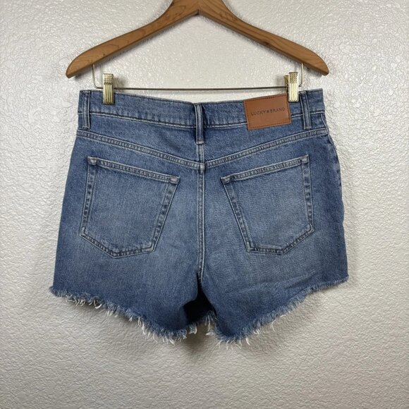 Lucky Brand 90s Midi High Rise Denim Shorts Cut Off Size 8 / 29 4 Inch - Picture 1 of 8